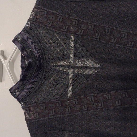 Free People Dark Charcoal Gray Victorian Bohemian Blouse Size XS - Picture 2 of 16